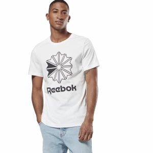 Koszulki Męskie Reebok Classic Big Logo Białe PL 08NSVZO